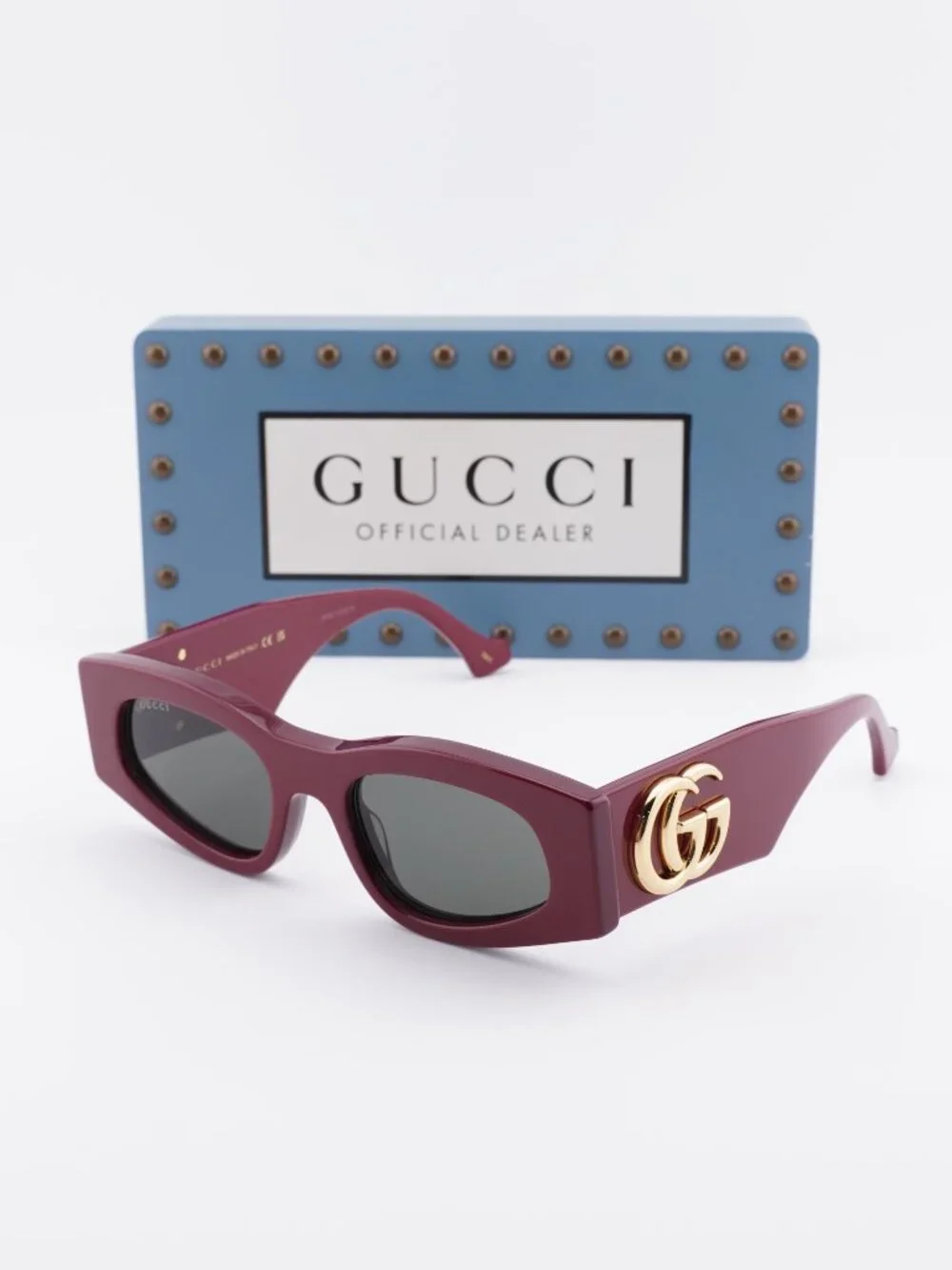 Gucci GG1754S 005 Women Square Sunglasses - Burgundy / Grey